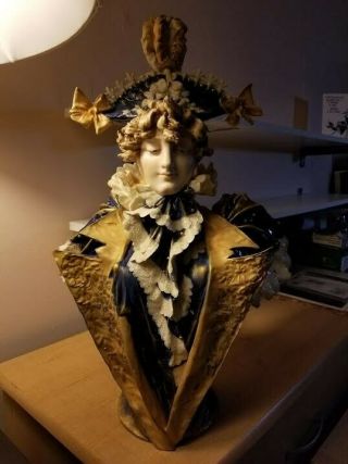 Art Nouveau Female Bust 19 - 3/4 " Austrian,  Dressed As French Victory