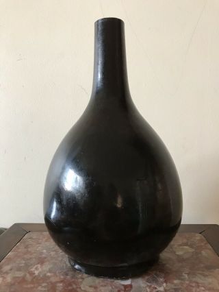 Antique Chinese Dark Brown - Black Glazed Porcelain Vase Qing Dynasty
