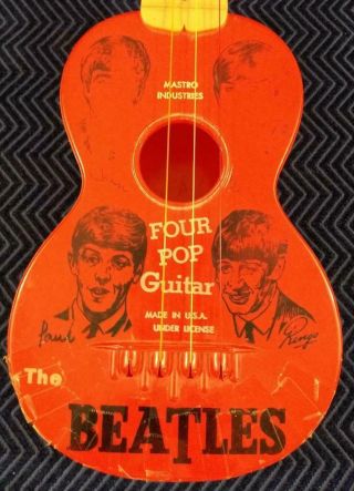 Vintage MASTRO Industries BEATLES Four POP Play Guitar - 21” Long 4