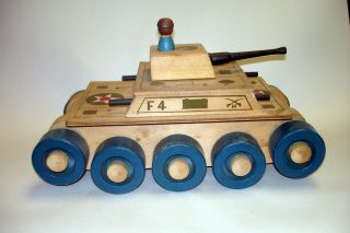 Antique Holgate Wood Tank F4 Toy Ww Ii 1940 