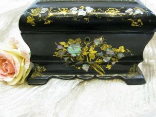 Victorian Era Paper Mache & Mop Tea Caddy/casket Box 8.  75 " W