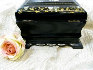 Victorian Era Paper Mache & MOP Tea Caddy/Casket Box 8.  75 