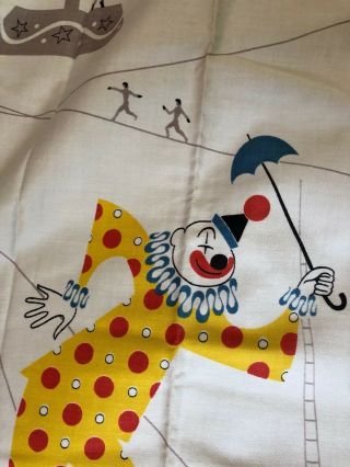 Vintage 50s 60s Circus Clown Curtains Mid Century Modern Retro Textile Apolinar 11