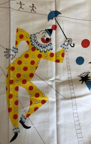 Vintage 50s 60s Circus Clown Curtains Mid Century Modern Retro Textile Apolinar