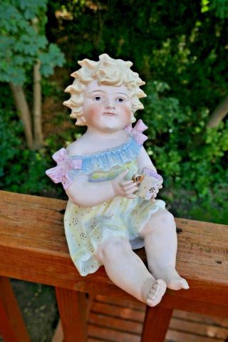 Antique German CONTA BOEHME VICTORIAN PIANO BABY GIRL DOLL Bisque Figurine 3