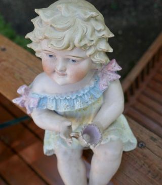 Antique German CONTA BOEHME VICTORIAN PIANO BABY GIRL DOLL Bisque Figurine 4