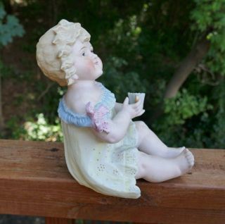 Antique German CONTA BOEHME VICTORIAN PIANO BABY GIRL DOLL Bisque Figurine 5