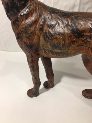 ANTIQUE HUBLEY CAST IRON GERMAN SHEPHERD DOG DOORSTOP X RARE LARGE FRONT FACING 4