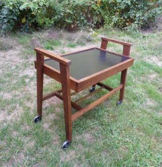 Vintage Mid Century Modern Rolling Bar Tea Serving Cart Tiered Stand Table 60 ' s 2