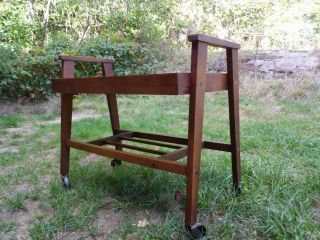 Vintage Mid Century Modern Rolling Bar Tea Serving Cart Tiered Stand Table 60 ' s 3