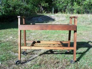 Vintage Mid Century Modern Rolling Bar Tea Serving Cart Tiered Stand Table 60 ' s 9