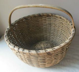 Large Antique Egg Gathering Basket Oak Splint Ohio Farmhouse Find