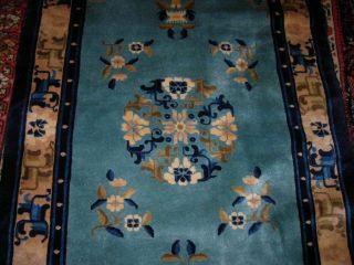 VINTAGE 1960 ' S TOP NOTCH CHINESE ART DECO RUG 3X5 3