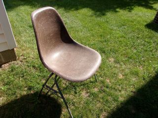 Vintage Herman Miller Eames Fiberglass Side Shell Stacking Chair - Brown
