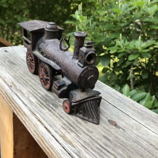 Antique Authentic 1880 ' s Cast Iron 3 Piece Toy Train Painted Finish 8