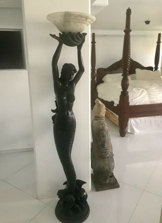 Memade Lamp Statuemermaid Sculptural Floor Torchière Lamp,  73 Inch,  Bronze $400