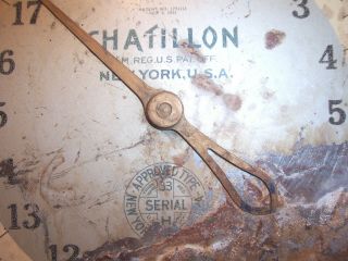 1931 Chatillon 40 Lb Hanging Market Mecantile Store Clock Face Scale w Scoop Pan 4