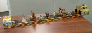 Vintage Marx Tin Litho Wind Up Busy Bridge Main Street Terminal Toy