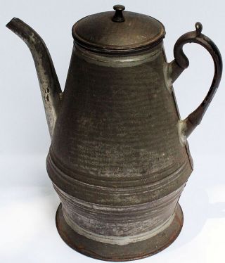 19th C Antique Pennsylvania Tin Coffee Pot Aafa