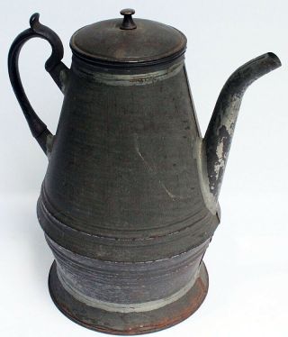 19TH C ANTIQUE PENNSYLVANIA TIN COFFEE POT AAFA 2