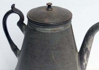 19TH C ANTIQUE PENNSYLVANIA TIN COFFEE POT AAFA 3