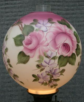 Antique 19c Bradley Hubbard B&H Piano Floor Oil Lamp Iron Gothic Floral Globe 8