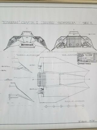 Prop Store Alan Tomkins Vintage Star Wars ESB Snowspeeder Diagram Framed Display 4