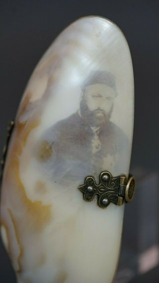 1870 Ottoman Empire Sultan Abdul Aziz Portrait Coin Shell Purse Seashell Bag 4