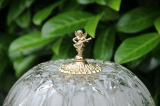 Vintage French Crystal clear glass Putti angel table desk lamp drops 1970 3