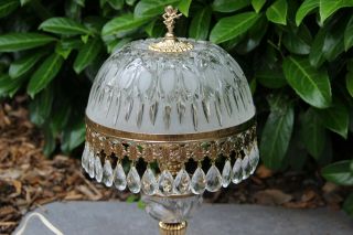 Vintage French Crystal clear glass Putti angel table desk lamp drops 1970 4