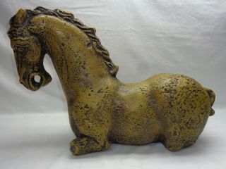 HORSE SCULPTURE vtg mid century brutalist danish modern art decor 9