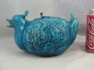 19th C Chinese Porcelain Turquoise Monochrome Moulded Duck Teapot