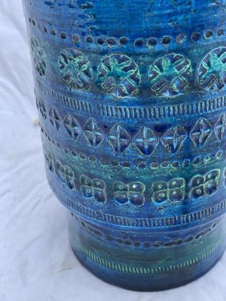 Pair Mid Century Bitossi Rimini Blu Londi Raymor Pottery Lamp Bases Lamps Blue 10