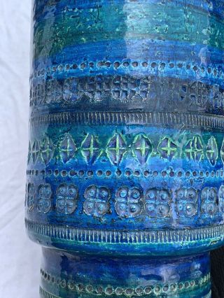 Pair Mid Century Bitossi Rimini Blu Londi Raymor Pottery Lamp Bases Lamps Blue 7