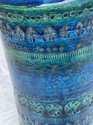 Pair Mid Century Bitossi Rimini Blu Londi Raymor Pottery Lamp Bases Lamps Blue 9