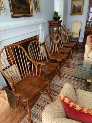 6 - Stickley Cherry Windsor Dining Chairs