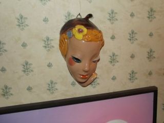 Vintage Signed Terracotta Ceramic Art Deco Lady Wall Mask
