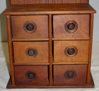 Antique Primitive Wooden Spice Cabinet Box Apothecary Chest 6 Drawers 5