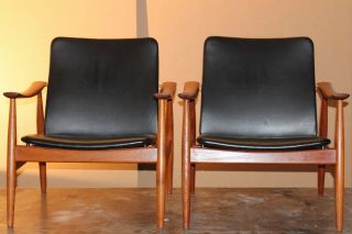 Vintage Danish Modern Teak Finn Juhl 138 Pair Chair Mid Century