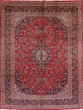 VINTAGE 9x12 Traditional Floral RED Oriental Area Rug Hand - Knotted WOOL Carpet 2