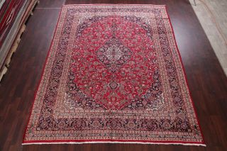 VINTAGE 9x12 Traditional Floral RED Oriental Area Rug Hand - Knotted WOOL Carpet 3