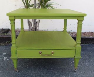 Mid Century Two Tiered Side Table,  Green Side Tables,  Modernage Site Tables