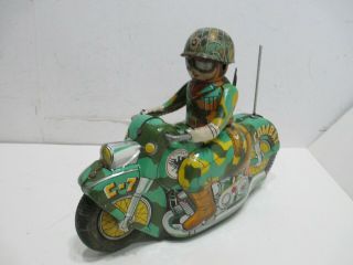Army Combat Motorcycle Made N Japan Friction Large 8 " Long