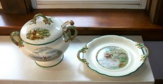 Large Soup Tureen w Underplate & Ladle Herring Hunt Drawing the Dingle Spode 2