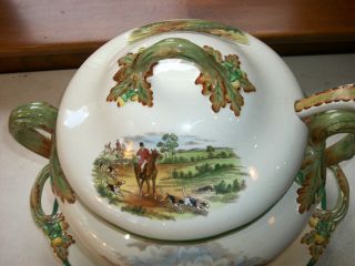 Large Soup Tureen w Underplate & Ladle Herring Hunt Drawing the Dingle Spode 7