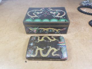 2 Chinese Cloisonne Cigarette Cases Box Both Have Faults