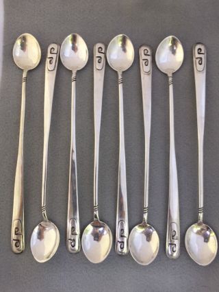 8 Mid Century Modern Sterling Silver Spoons Frank Patania Sr 8 1/2” Monogram S