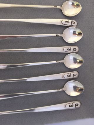8 Mid Century Modern Sterling Silver Spoons Frank Patania Sr 8 1/2” Monogram S 5