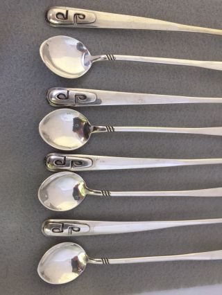 8 Mid Century Modern Sterling Silver Spoons Frank Patania Sr 8 1/2” Monogram S 6