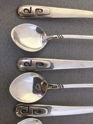 8 Mid Century Modern Sterling Silver Spoons Frank Patania Sr 8 1/2” Monogram S 7